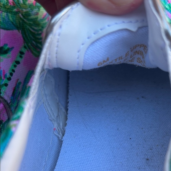 Lilly Pulitzer Palm Print Slip-On Sneakers - Pink and Green - Picture 3 of 5